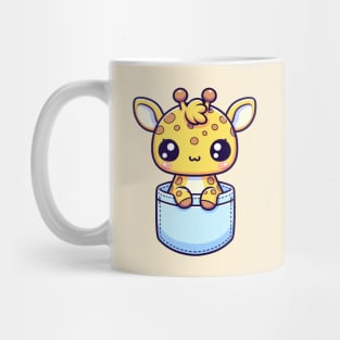 Baby Giraffe in a Pocket Cute Kawaii Peeking Animal Lover Mug